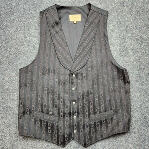 Scully Vest Mens Large Black Geometric Western Dress Waistcoat Wedding Formal